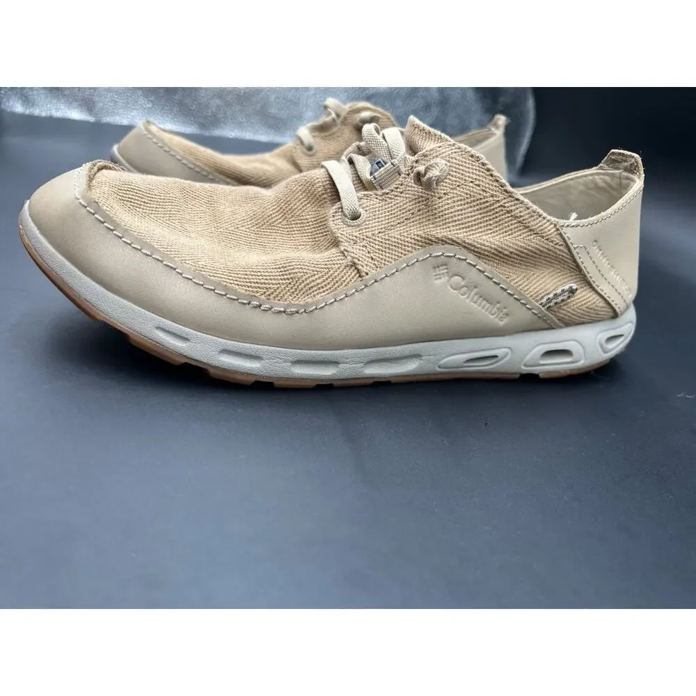 Columbia Bahama Vent Men's Laced Boat Deck Shoes Beige SIZE 8.5 #100